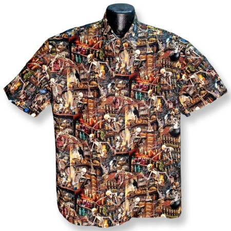 Dia de los Muertos Hawaiian Shirt- Made in USA- Cotton